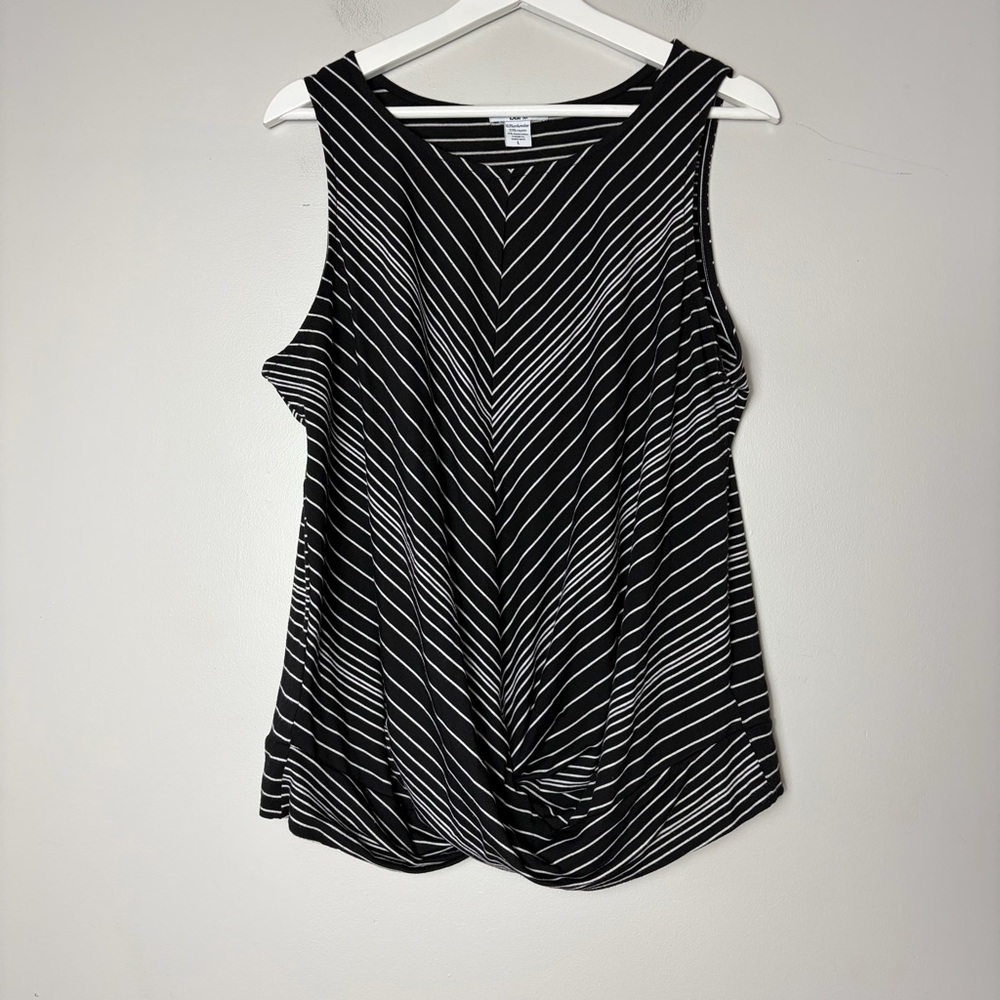 Bar ||| 3 Striped Black and Gray Sleeveless Top Women's XL